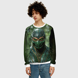 Свитшот мужской Рептилия с зелеными глазами, цвет: 3D-белый — фото 2