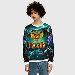 Свитшот мужской Россия - объемные плиты, цвет: 3D-белый — фото 2