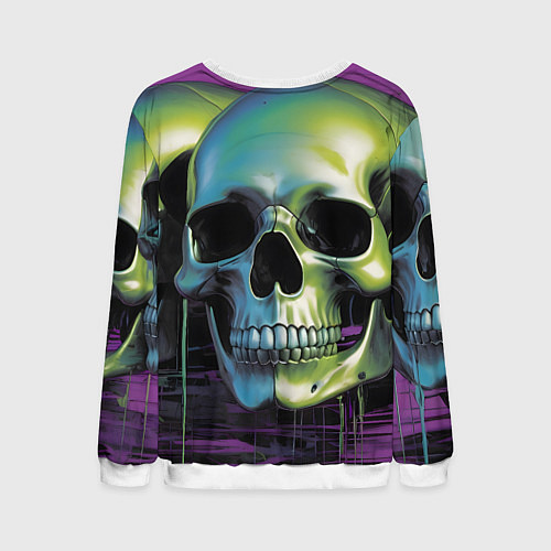Мужской свитшот Черепа отливающие неоном / 3D-Белый – фото 2