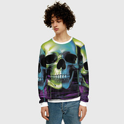 Свитшот мужской Черепа отливающие неоном, цвет: 3D-белый — фото 2