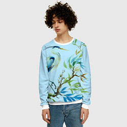 Свитшот мужской Акварельная цапля у пруда, цвет: 3D-белый — фото 2