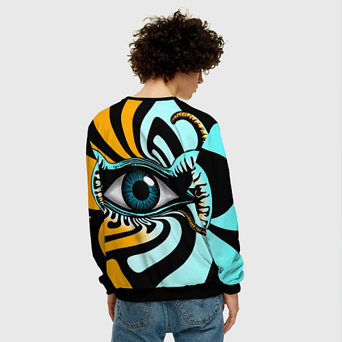 Мужской свитшот Глаз - психоделика / 3D-Черный – фото 4
