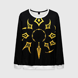 Свитшот мужской Этнический паттерн на черном, цвет: 3D-белый