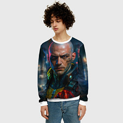 Свитшот мужской Мужчина в стиле киберпанка, цвет: 3D-белый — фото 2