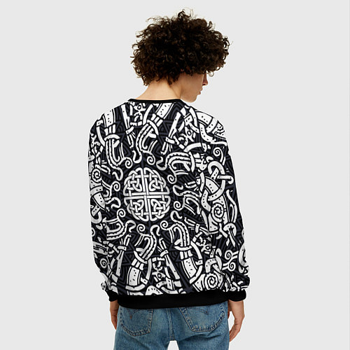 Мужской свитшот Узел защиты воинов и кельтские узоры / 3D-Черный – фото 4