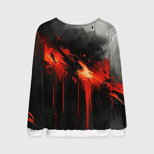 Мужской свитшот Герб России - красная краска на черном / 3D-Белый – фото 2