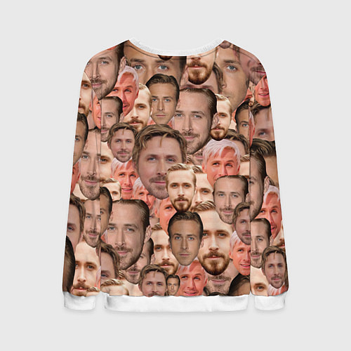 Мужской свитшот Лица Райана Гослинга / 3D-Белый – фото 2
