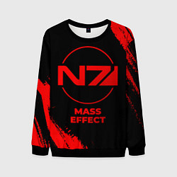 Свитшот мужской Mass Effect - red gradient, цвет: 3D-черный