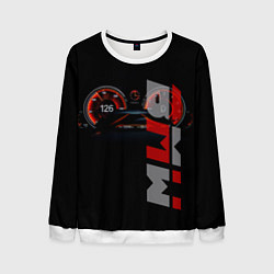 Свитшот мужской BMW спидометр и надпись, цвет: 3D-белый