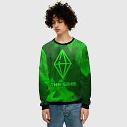 Свитшот мужской The Sims - green gradient, цвет: 3D-черный — фото 2