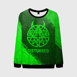 Свитшот мужской Disturbed - green gradient, цвет: 3D-черный
