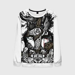 Свитшот мужской Языческий бог воинов, цвет: 3D-белый
