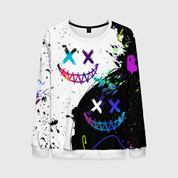 Свитшот мужской Неоновые брызги - жуткие улыбки, цвет: 3D-белый