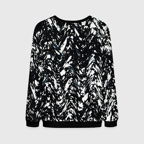 Мужской свитшот Искажённый пёстрый чёрно-белый / 3D-Черный – фото 2