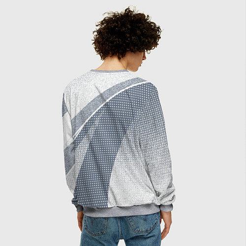 Мужской свитшот Светлый серо-голубой текстурированный с полосой / 3D-Меланж – фото 4
