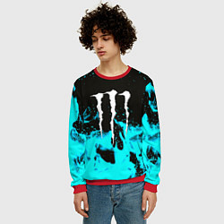 Свитшот мужской Monster energy голубой огонь, цвет: 3D-красный — фото 2