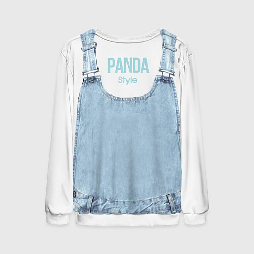 Мужской свитшот Панда в кармашке комбинезона / 3D-Белый – фото 2