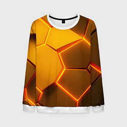 Свитшот мужской Желтые неоновые соты - текстура, цвет: 3D-белый