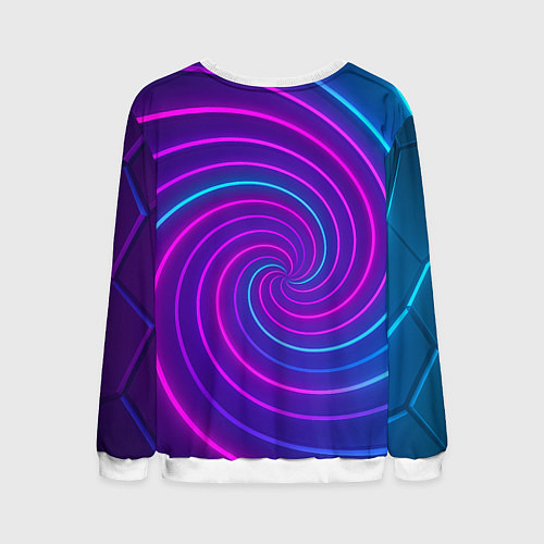 Мужской свитшот Сине-фиолетовая спираль / 3D-Белый – фото 2