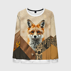 Свитшот мужской Удивительный рыжий лисёнок, цвет: 3D-белый