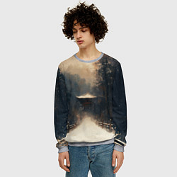 Свитшот мужской Дорога к Японскому храму, цвет: 3D-меланж — фото 2
