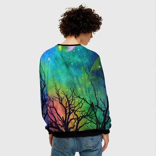 Мужской свитшот Bones без зрачков держит череп в руках / 3D-Черный – фото 4