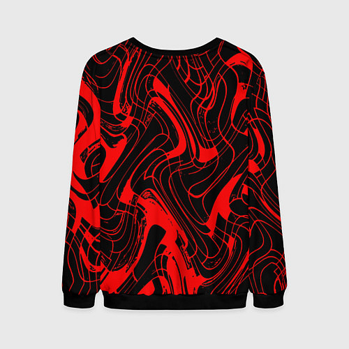 Мужской свитшот Чёрный с красным искажённая абстракция / 3D-Черный – фото 2