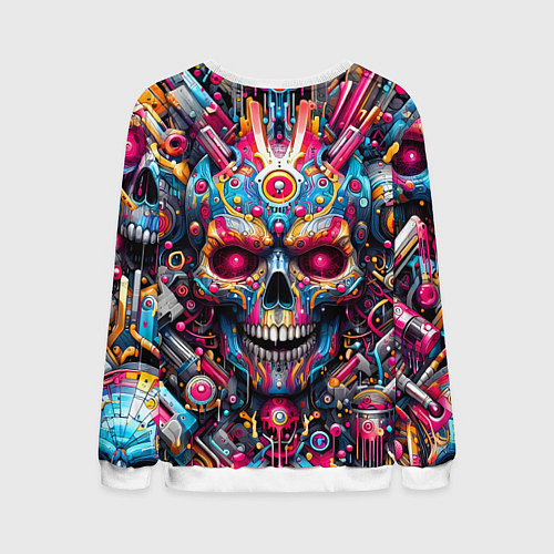 Мужской свитшот Art cyber skull - ai art fantasy / 3D-Белый – фото 2
