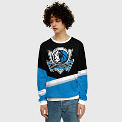 Свитшот мужской Даллас Маверикс - линии, цвет: 3D-белый — фото 2