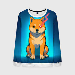 Свитшот мужской Сиба-ину с неоновым взглядом, цвет: 3D-белый