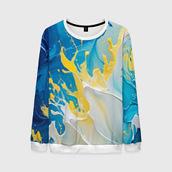 Мужской свитшот Масляные краски, брызги, желтые белые синие цвета