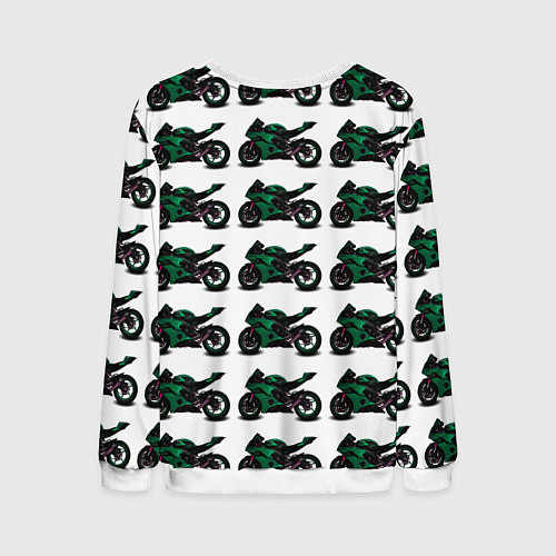 Мужской свитшот Motorbike dark green / 3D-Белый – фото 2