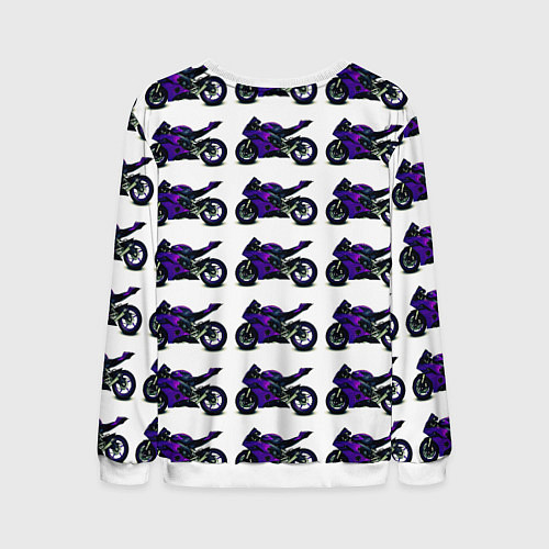Мужской свитшот Motorcycle purple gloss / 3D-Белый – фото 2