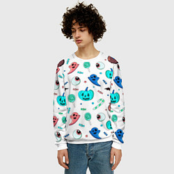Свитшот мужской Halloween light blue pumpkin, цвет: 3D-белый — фото 2