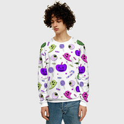 Свитшот мужской Halloween purple pumpkin pattern, цвет: 3D-белый — фото 2