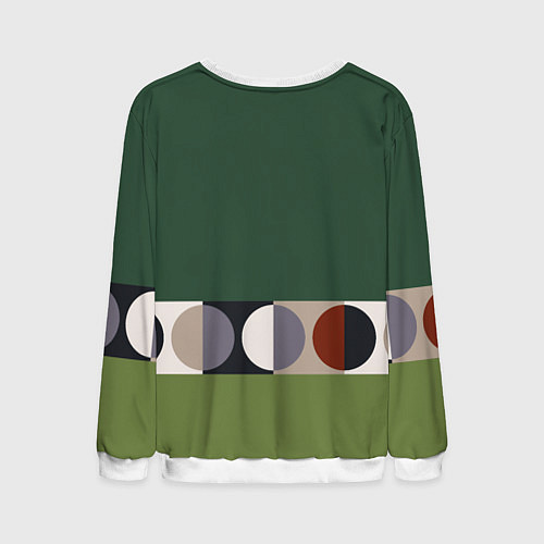 Мужской свитшот Луна Малевича сосновый зеленый / 3D-Белый – фото 2