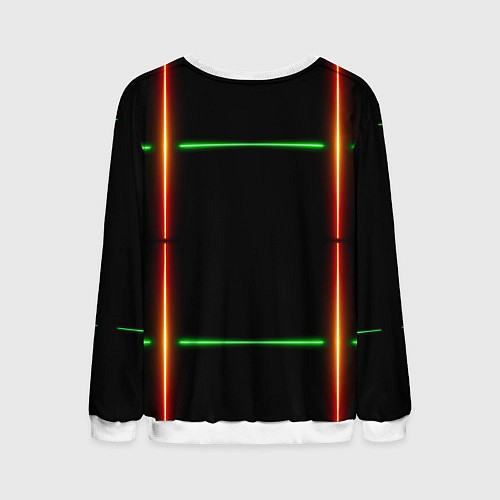 Мужской свитшот Color black green orange lines / 3D-Белый – фото 2