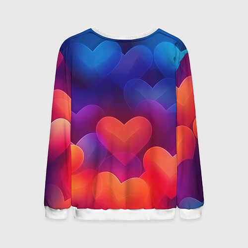 Мужской свитшот Lana Del Rey на фоне сердечек / 3D-Белый – фото 2