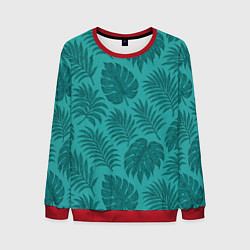 Свитшот мужской Тропические листья - паттерн, цвет: 3D-красный