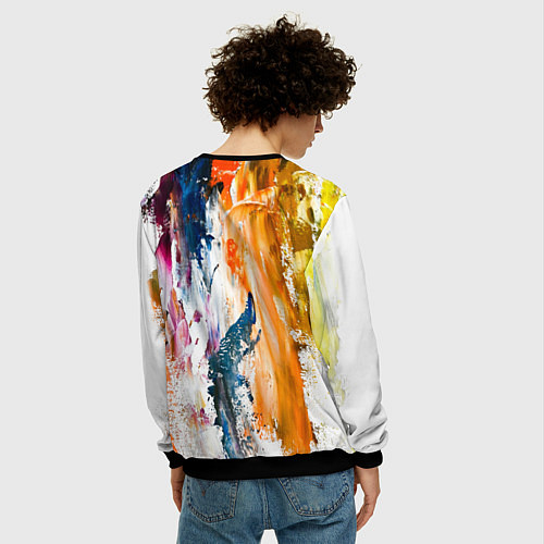 Мужской свитшот Разноцветные мазки кисти на палитре художника / 3D-Черный – фото 4
