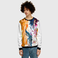 Свитшот мужской Разноцветные мазки кисти на палитре художника, цвет: 3D-черный — фото 2