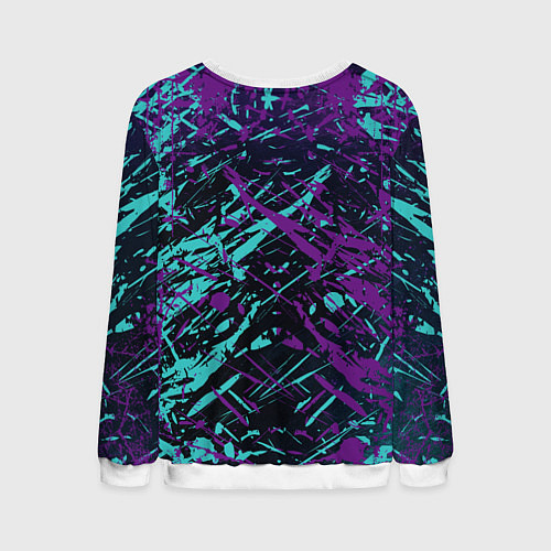 Мужской свитшот Призрачный самурай - неоновый арт / 3D-Белый – фото 2