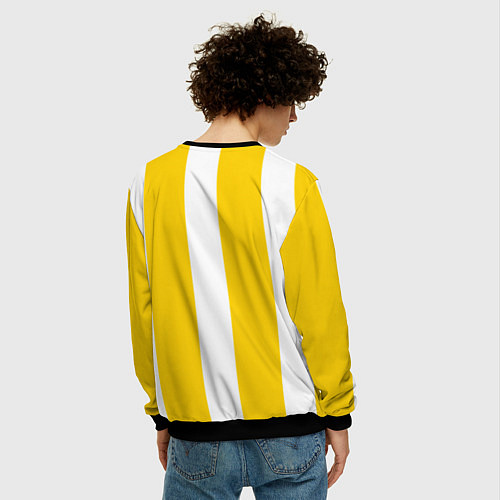 Мужской свитшот Color yellow white line / 3D-Черный – фото 4