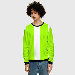 Свитшот мужской Color light green white stripes, цвет: 3D-черный — фото 2