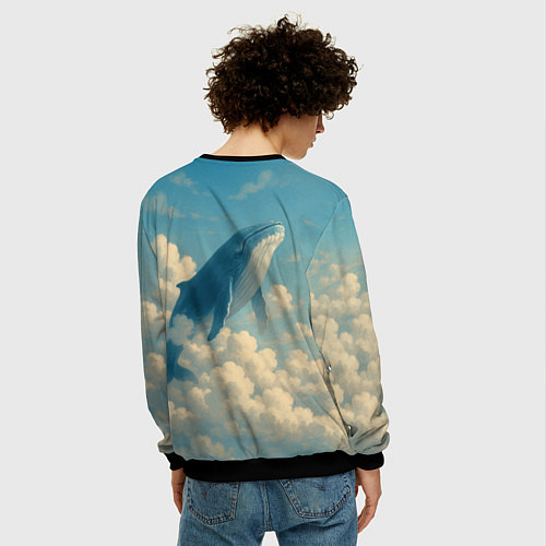 Мужской свитшот Кит в облаках / 3D-Черный – фото 4