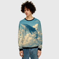 Свитшот мужской Кит в облаках, цвет: 3D-черный — фото 2