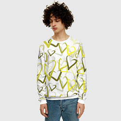 Свитшот мужской Зеленые сердца, цвет: 3D-белый — фото 2