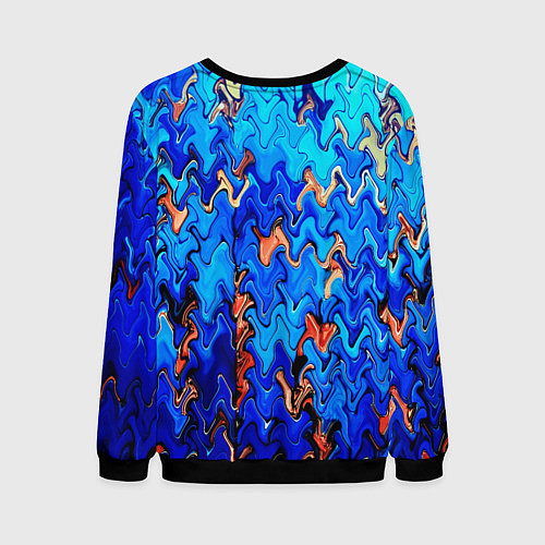 Мужской свитшот Сине-голубой стекающая абстракция / 3D-Черный – фото 2