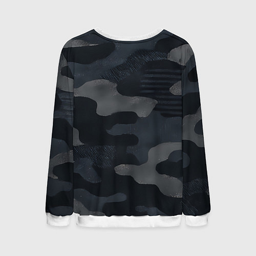 Мужской свитшот Текстура - камуфляжная синяя ткань / 3D-Белый – фото 2