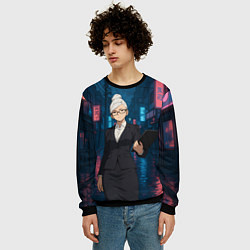 Свитшот мужской Dandadan Seiko в городе с планшетом, цвет: 3D-черный — фото 2